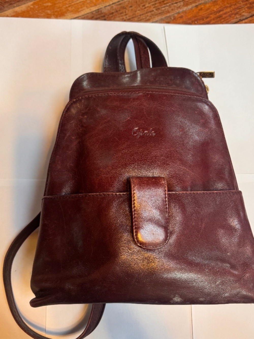 OPALE Genuine Leather Burgundy MOHAGONY red Backpack